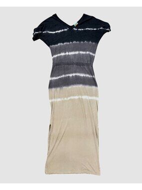 C&C California Black/Brown Tie Dye Maxi Dress Side Slits Boho Hippie Festival Sz